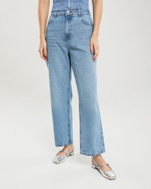 Jeans Straight Azul Acero